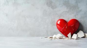 broken heart with shattered pieces around it symbolizes emotional pain photo