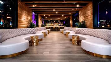 Luxurious lounge with unique seating and modern decor, perfect for gatherings photo
