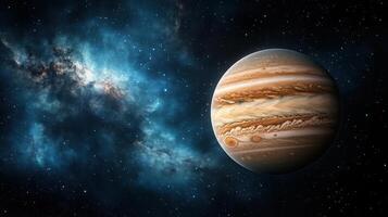 stunning gas giant planet with swirling clouds in space photo
