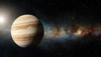 vibrant planet in space with stunning atmosphere and distant stars photo