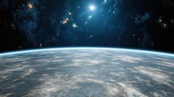 stunning view of Earth from space, showcasing atmosphere and distant stars photo