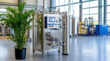High tech ozone purification system in modern factory setting photo