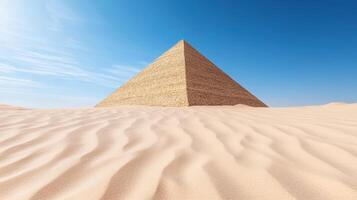 pyramid partially buried in sand, showcasing its ancient layers and beauty photo