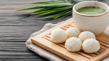 Green tea and dumplings photo