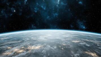 Earth from space with stars and nebula photo