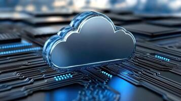cloud symbol representing digital technology and data storage photo