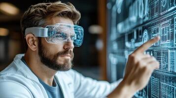 surgeon using augmented reality technology for medical practice photo