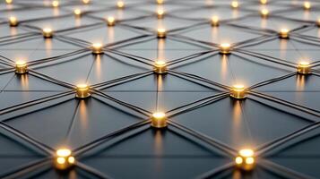 creative rendering of blockchain ecosystem with glowing nodes and connections photo