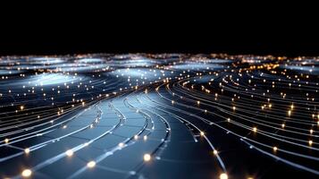 glowing neural network visualizing AI processes with dynamic lights photo