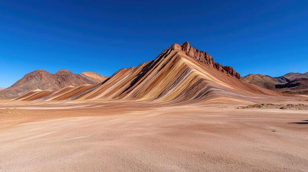 stunning panoramic view of Rainbow Mountain with vibrant striped patterns photo