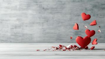 Broken hearts symbolize emotional pain and relationship struggles photo