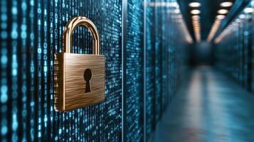 secure padlock symbolizes data encryption and protection in digital environment photo