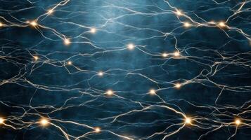 Glowing lines and nodes create mesmerizing abstract pattern in blue photo