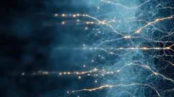 Glowing blue and gold lines create dynamic representation of energy photo