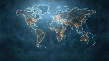 Illuminated world map with digital connections and ocean background photo