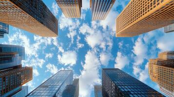 Skyscrapers in the sky with clouds photo