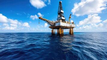 An oil rig in the middle of the ocean photo
