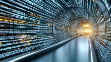 A tunnel with data on the walls photo
