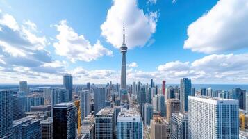 The toronto skyline from the sky photo