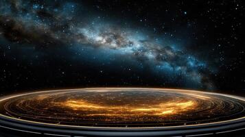 The milky way in space with a ring around it photo