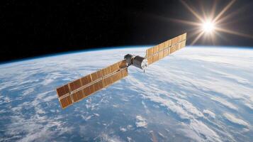 Space station in orbit over earth elements of this image furnished by nasa photo
