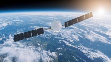 Satellite in orbit over earth elements of this image furnished by nasa photo