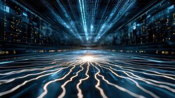 A computer network with lights and wires photo