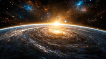 The sun rising over the earth photo