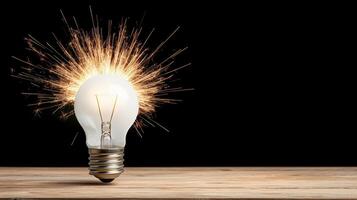 An electric light bulb with sparks coming out of it photo