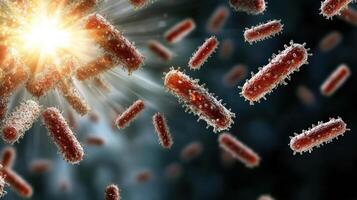 Bacteria are flying in the air with the sun shining photo