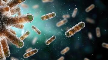 A close up of a virus and bacteria photo
