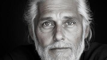 A black and white photo of an older man
