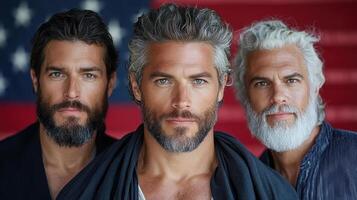 Three men with beards and white hair photo