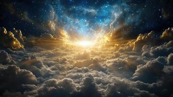 The sun shining through the clouds photo