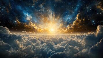 breathtaking celestial scene with vibrant clouds and stars photo