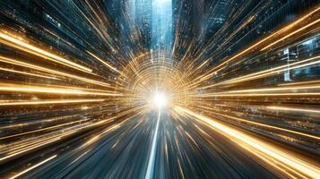 Dynamic light trails create sense of speed and motion in cityscape photo