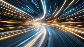 Dynamic light trails create sense of speed and motion in this abstract image photo