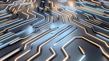 Abstract background of circuit board with glowing lines photo