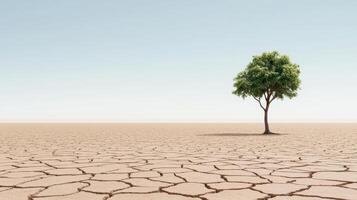 solitary tree stands resilient in barren landscape, symbolizing hope photo