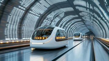 A train traveling through a tunnel with a tunnel light photo