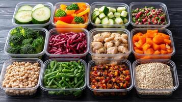 A variety of different foods in plastic containers photo
