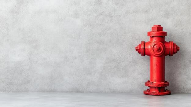 bright red fire hydrant stands against light gray background, showcasing its vibrant color photo
