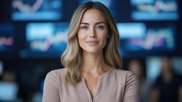 business news anchor presenting updates with confidence and professionalism photo