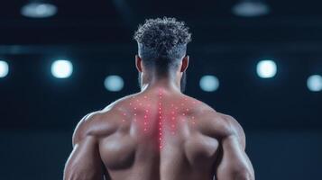 Futuristic athlete with smart clothing showcasing body technology photo