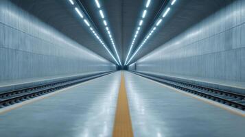 Futuristic underground transport system with sleek design and lighting photo