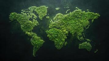 vibrant world map made of lush green foliage symbolizes global conservation efforts photo