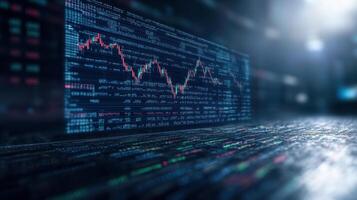 Digital financial data visualization with stock market trends and graphs photo