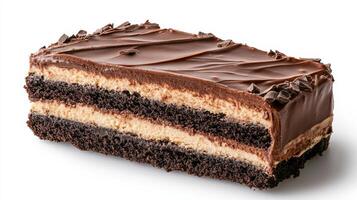 Decadent chocolate mousse cake with rich layers and glossy finish, perfect for dessert lovers photo