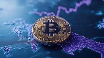 digital currency coin representing blockchain technology, symbolizing modern finance and photo
