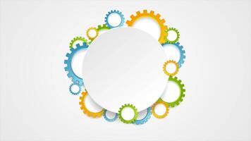 Abstract tech colorful gears and blank circle video